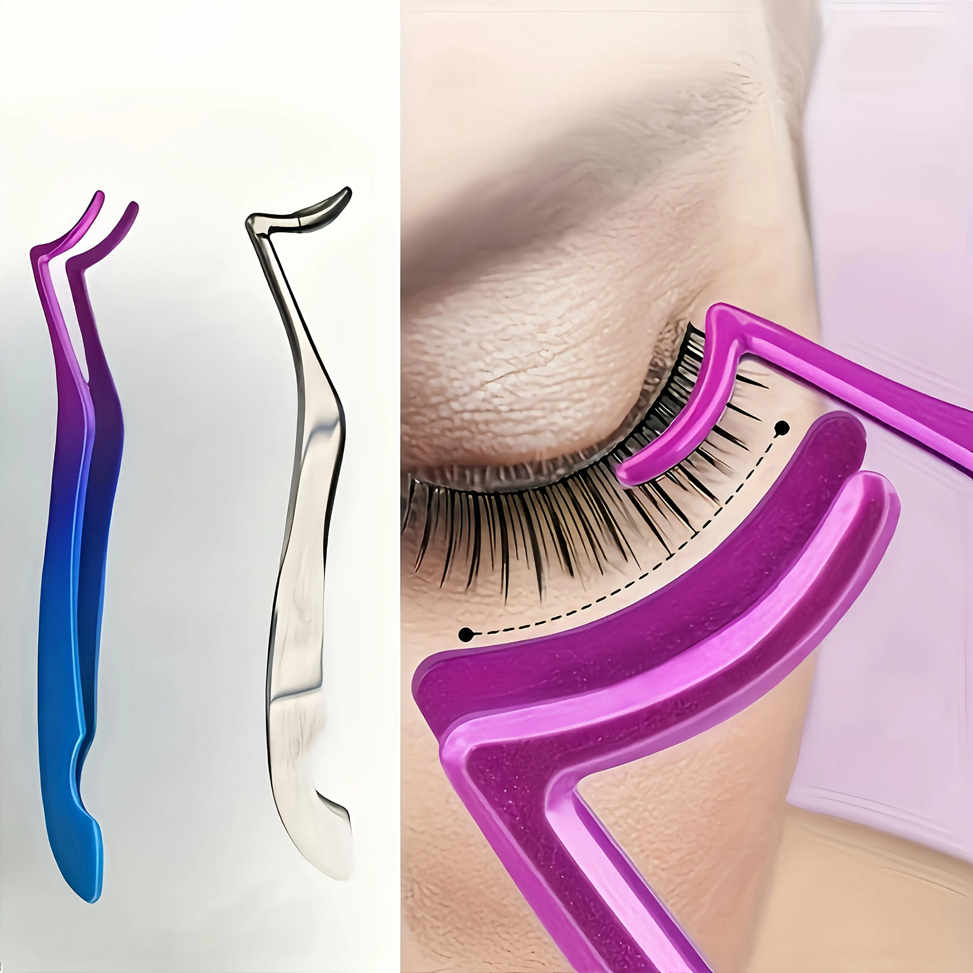 Stainless steel false eyelash tweezers seahorse clip eyelash curler auxiliary clip beauty tool Suitable for beginners