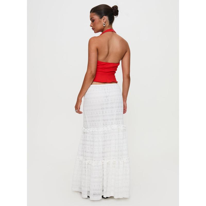 Buttacupe Lace Maxi Skirt White
