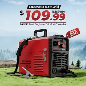ARCCAPTAIN MIG130 130A MIG Welder 110V Flux Core 3 in 1 Welding Machine with Synergy IGBT Inverter Portable Gasless Welder for Home DIY Projects and Heavy Duty Welding Tasks Black Friday and Cyber Monday Deal, Ideal Gifts for Men/Dad