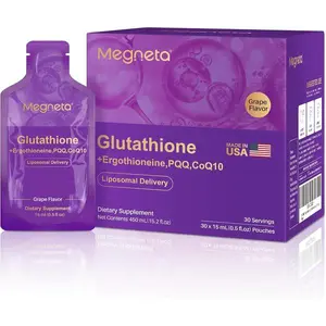 Liposomal Glutathione Supplement 500 mg with PQQ, CoQ10 & Vitamin C, High Absorption Antioxidant, Grape Flavor, 30 Pouches