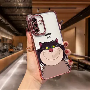 Cute Cool Lucifer Cats Phone Case Suitable for Smartphone Samsung Galaxy A26 A36 A55 A35 A06 A16 A05 A14 A24 A34 A54 A15 A05S A25 A23 A33 A53 A73 A13 A04e A04 A02 A22 A32 A52 A03 A12 A21s A31 A02s 4G 5G Anti Fall Transparent Soft Back Cover Protector