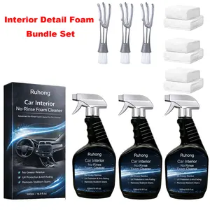 Ruhong 500ml Car Interior No-Rinse Foam Cleaner Kit for Professional Detailing Results to Spray Upholstery Dashboard and Stubborn Stain Remover with UV Protection summervibes