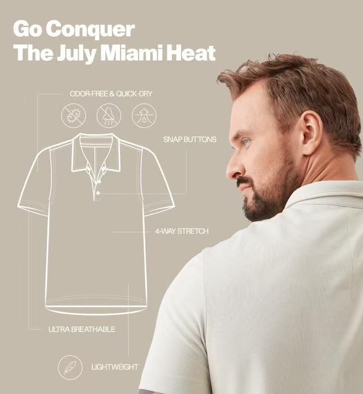 TexTale Men's Anti-Odor Polo - Perfect for Business Trips, Everyday Wear, and Light Sports, Durable Japanese Fabric Sweat-Wicking Energy High-quality Performance Lightweight Tee Menswear Top