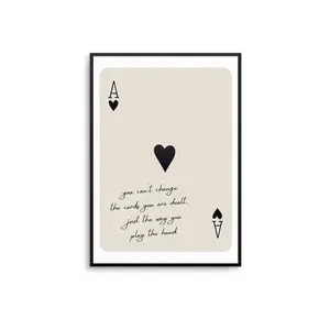 [No Frame] The Cards That Are Dealt Ace of Hearts Motivational Quote, Elegant Inspirational Wall Art