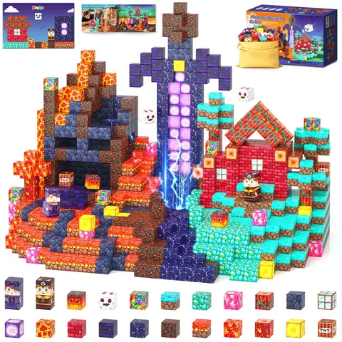 150PCS BPA-Free ABS Interlocking DIY Building Set, Unisex Montessori STEM Model Building Kits with Drawstring Toy Organizer, Magnetic Construction Cubes Kids Toys for Christmas Gifts