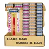 6-Layer Stainless Steel Razor Kit for Men and Women, Shaving Tool, Includes 36 Sharp Replacement Blades and 3 Handles, Ideal for Daily Shaving, Head Shaving and Bikini Trimming