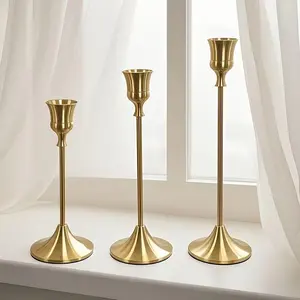 3 Metal Candlestick Holders, Universal Fireplace Party Christmas Halloween Dinner Wedding Anniversary Birthday Table Centerpiece (no Candles)