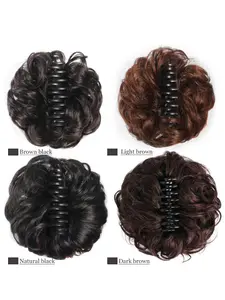Flower Hair Clip Wig, Messy Bun Style, Fluffy Bridal Curly Ponytail Synthetic Fiber Hairpiece, Women's Fashion Accessory, Synthetic Hairpieces