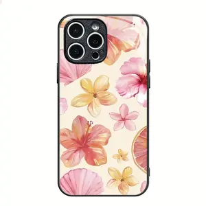 Magnetic iPhone Case with Flower Design Magsafe Compatible Tempered Glass Protective Cover for iPhone 12 13 14 15 16 17 Pro & Pro Max TPU Material Crystal Clear Back