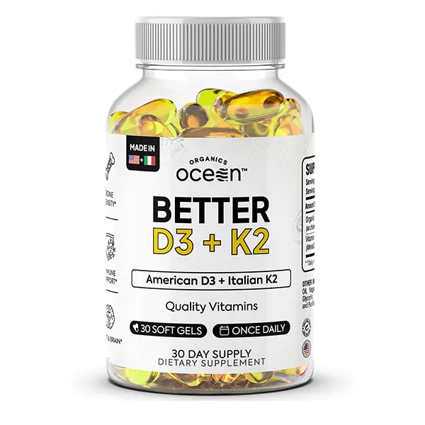 Better D3 + K2-100% Organic VIT D3 and K2 Supplements with Maximum Bioavailability - Supports Bone Density, Calcium Balance, Immunity & Mood - 1-Pack, 30-Day Supply.