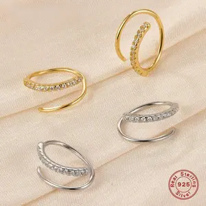 2PCS S925 Sterling Silver Spiral Hoop Earring