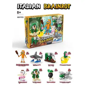 Tralalero Tralala Building Blocks, Tung Tung Tung Sahur Brainrot, Italian Brainrot Collectible Figurines, Shark Meme Figure Gift