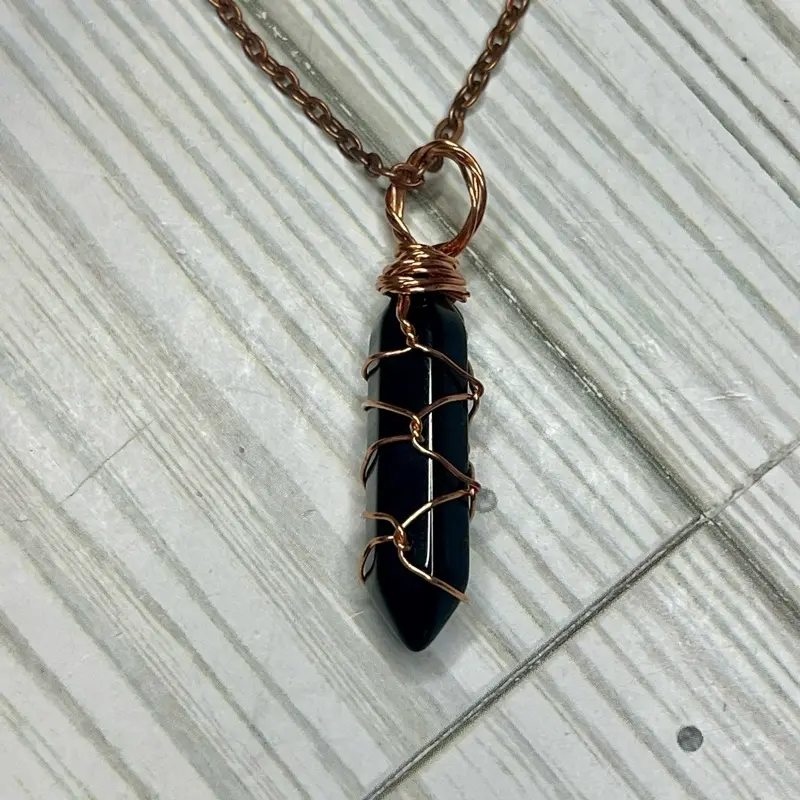 Obsidian Classic Twist Genuine Copper Necklace e