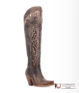 DAN POST TALL BOOT CHOCOLATE LEATHER SNIP TOE -DP4342