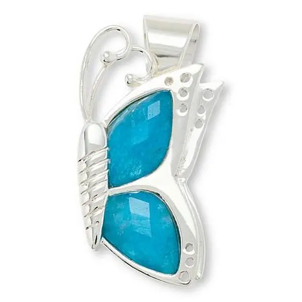 Mine Finds by Jay King Sterling Silver Neon Apatite Butterfly Pin/Pendant
