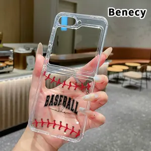 Baseball Mama Love Pattern Phone Case for Z Flip 7/6/5/4 Folding Phone Case with Central Axis Protection and Full Lens Coverage