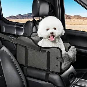 Portable Pet Car Seat for Small Dogs Cats, Adjustable Height with Safety Harness, Soft Non-Slip Padding, Max Load 4.99kg, Ideal for Suv Truck Sedan