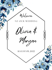 Blue Flowers Acrylic or Paper  Wedding Invitation