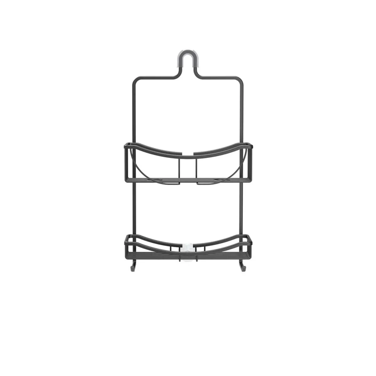 VENUS 2-Tiered Black Aluminum Shower Caddy with Inverted Holders, Bathroom Shower Storage for Bottles, Two-Tiered