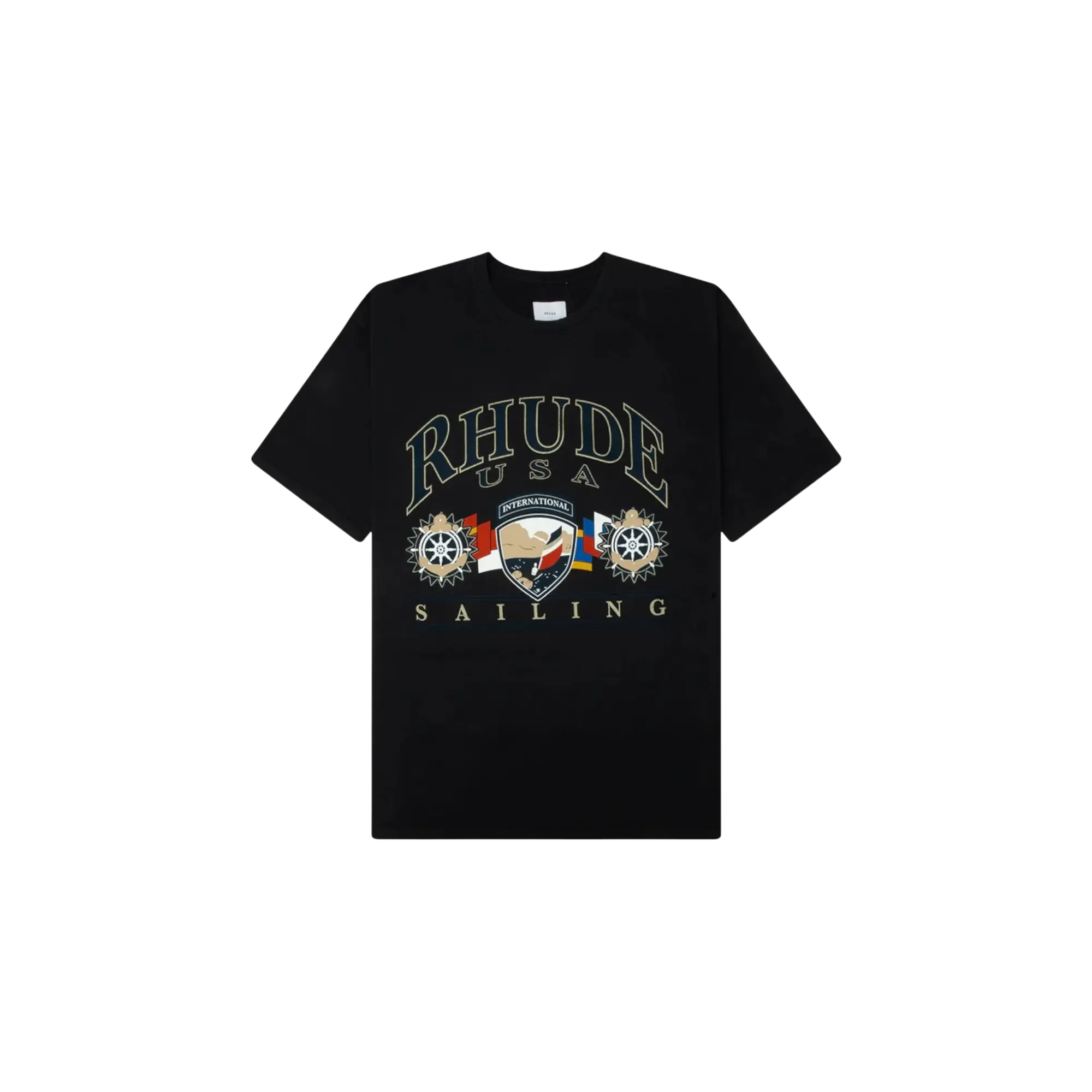 Rhude Usa Sailing Icon Vintage Black/White T-Shirt