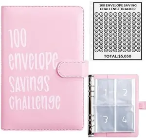 100 Envelopes Money Saving Challenge Binder, A5 Budget Binder with 100 Cash Envelopes – Money Saving Challenge Book to Save $5,050 | No-Spend Challenge, 52-Week Savings Plan, Budget Planner Organizer for Women, Teens & Students
