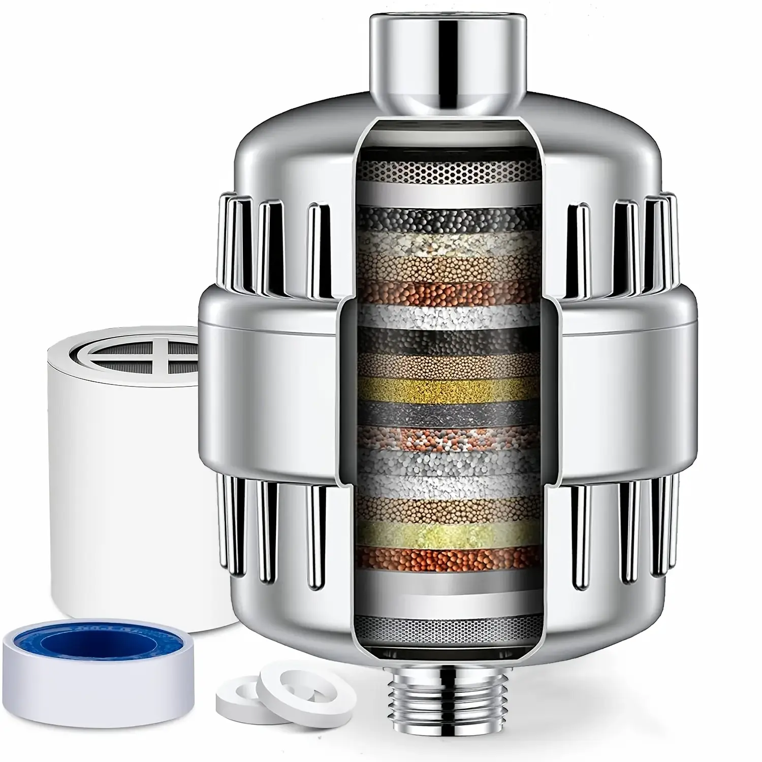 1pc High-Output PVC Filtered Bathroom Shower Filter - Enhances Skin, Hair, Nail Health, Improves Water Quality, Reduces Dry Itchy Skin, Dandruff, Eczema for Bathroom Shower System