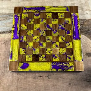 Purple Haze Vivid Yellow Walnut Chess Board (INCLUDES PIECES) Purple Haze Vivid Yellow Walnut Chess Board (INCLUDES PIECES)