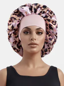 Lily Leopard Print Single Layer Sleep Cap, Sleeping Cap, Unisex Soft Silk Satin Hat, Multi-Purpose for Christmas Birthday Gift, Daily Use Hair Protection