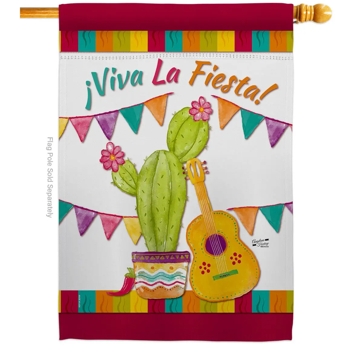 Viva La Fiesta Celebration Party Double-Sided Garden Decorative House Flag, Multi Color
