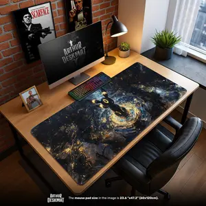Pokemon Umbreon Golden Vortex Large Gaming Mouse Pad - Cosmic Galaxy Nebula Desk Mat, Epic Eeveelution Extended Mousepad, Cool Fantasy Anime Computer Desk Mousepad Protector for Gamers