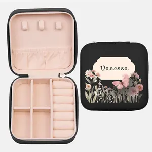 "Wildflower Elegance: Personalized Jewelry Travel Case"