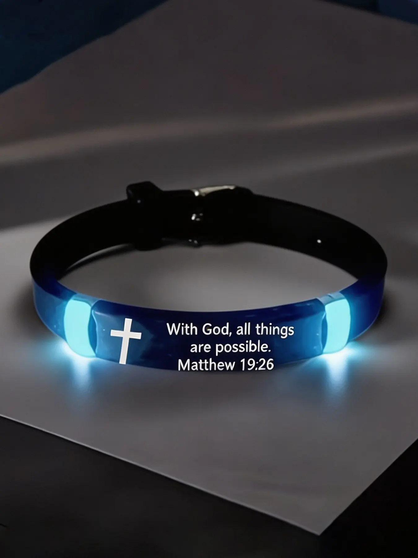 Inspirational Bible Verse Cross Glow-In-The-Dark Night Bracelet, Cross bracelets, Christian Faith Silicone Identity Men Jewelry Wristband, Unisex Religious Gift