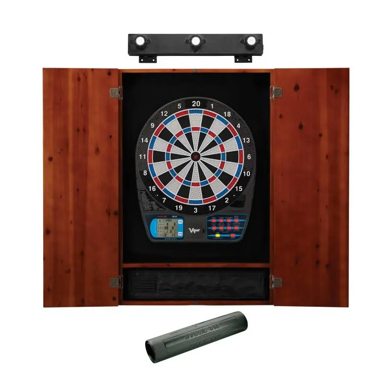 Viper Electronic Dartboard Cabinet Set 15.5" Regulation Indoor Game, Multi-Game Backlit LCD Scoreboard, Wall Protection, Dart Mat & Shadow Buster Light for Unisex Home Rec Room Fun