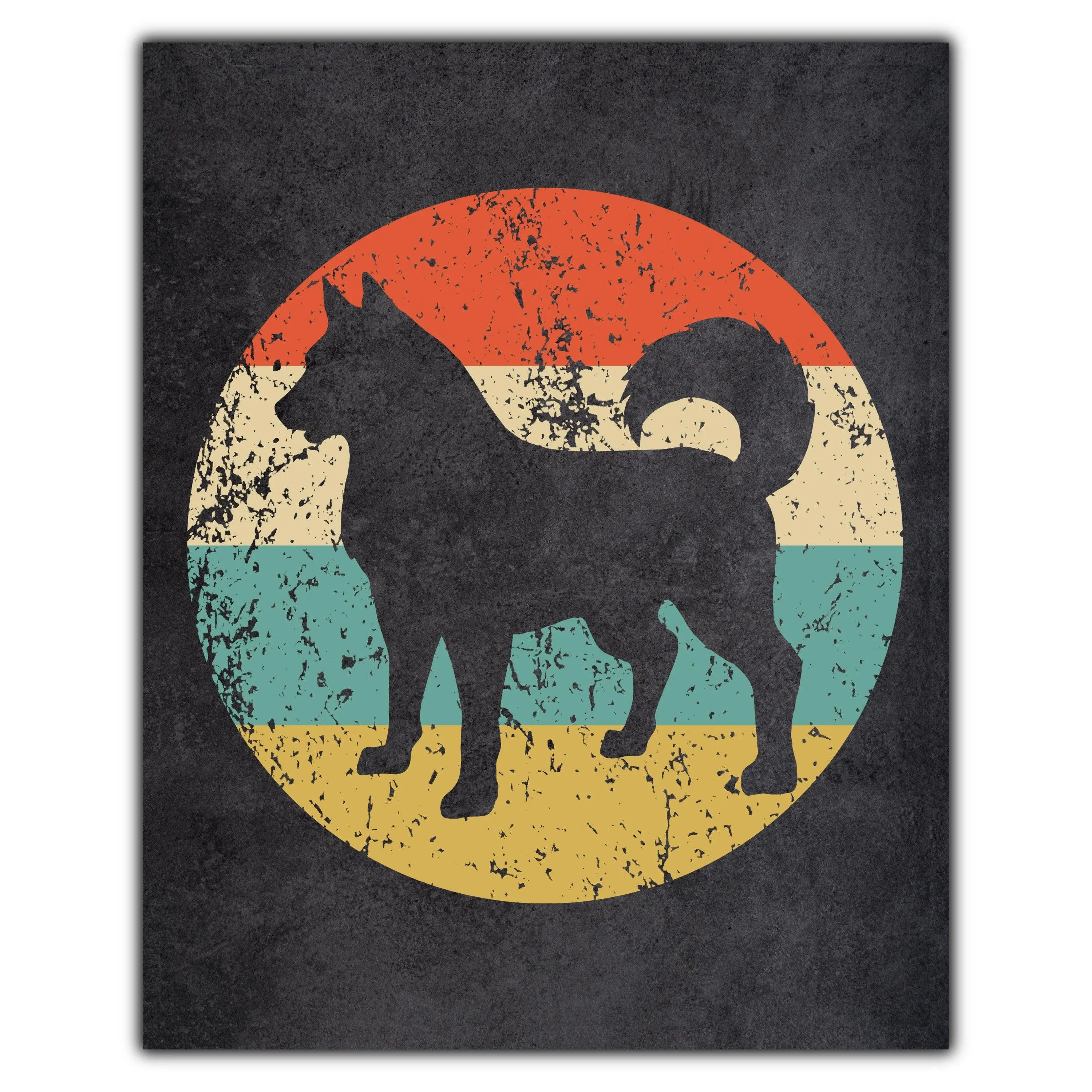 Siberian Husky Dog Icon Retro 8"x10" Wall Art Print