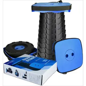 Upgraded Square Folding Stool, Max Load Capacity 485lbs �C Portable Telescoping Collapsible Seat for Camping, Fishing, Hiking, Travel & Outdoor BBQ