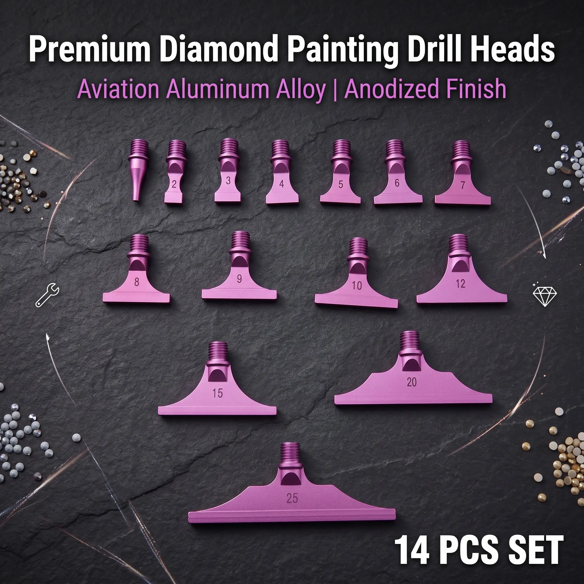 Purple diamond painting pen tip set, diamond painting dot drill tools, DIY diamond painting textured pen tool