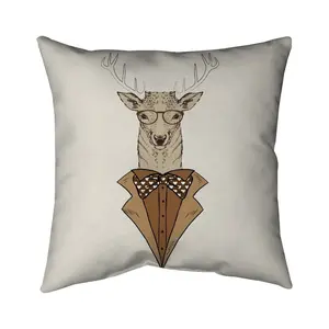 Begin Home Decor 5541-1616-AN60 16 x 16 in. Rustic Deer Pillow - Brown Coat Deer - Bedroom Home Decor