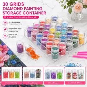 Diamond Painting Storage – 30 Grids Portable Bead Organizer Case with Lids for Crafts, Jewelry DIY, Rhinestones, Sequins – Stackable Art Supply Box