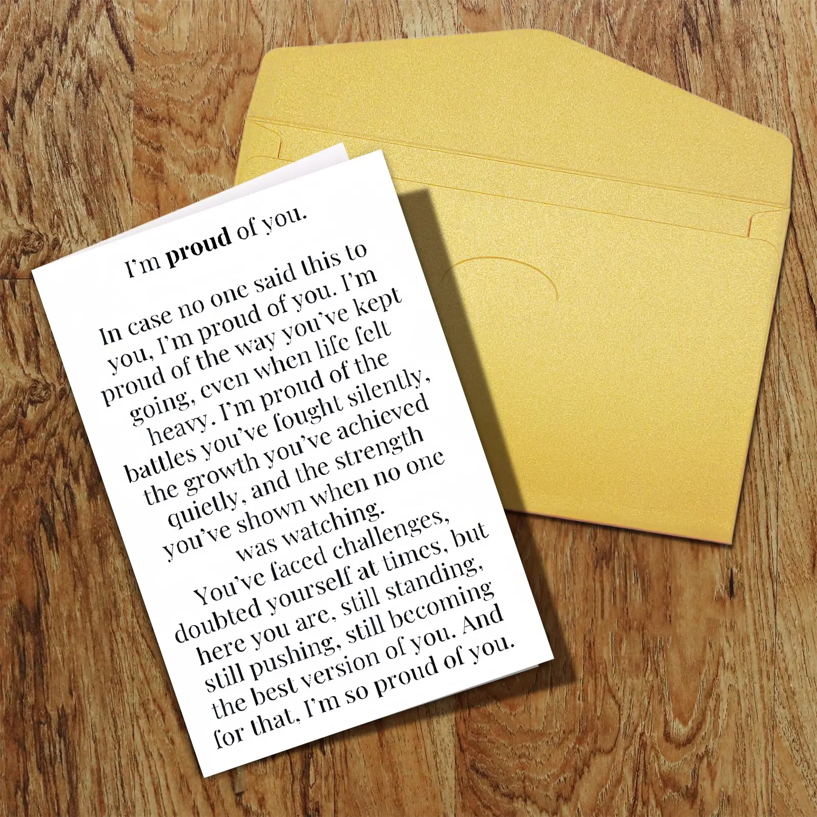 1pc "I'm Proud of You" Encouragement Greeting Card with Envelope - for Birthdays, Holidays, and Special Occasions - Inspirational Message for Friends, Family, Lovers, Sons, Daughters, Etc., Birthday Card, Motivational Card, Encouragement Cards