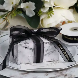 50 Pack Personalized Organza Ribbon For Wedding Favor Gift Boxes 7/8"