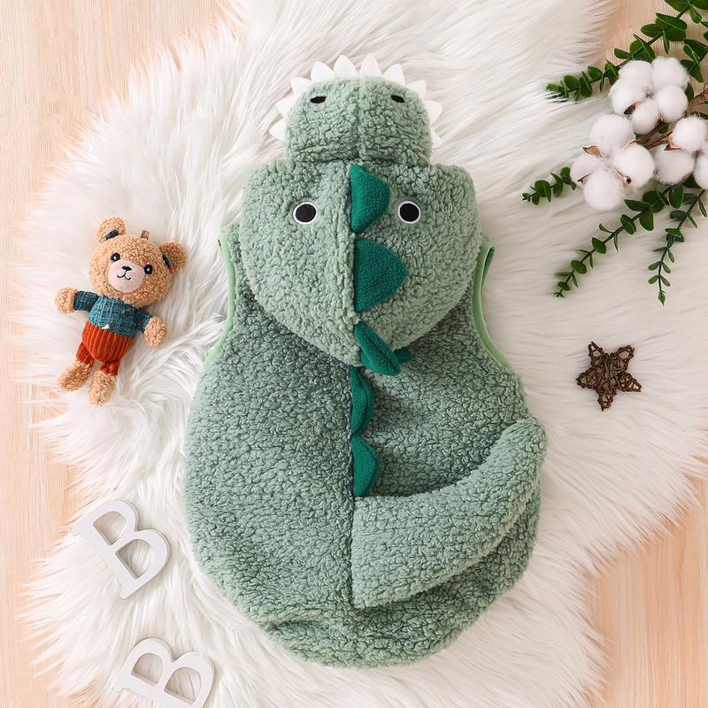 Newborn Baby Boy Girl Halloween Costume Dinosaur Costume Plush Sleeveless Hood Romper My First Halloween Baby Girl Boy Outfit