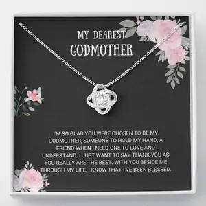 Godmother - Love Knot Necklace For Godmother, Jewelry Thank You Gifts, Best Godmother Present, Wedding Thank You Card For Godmother