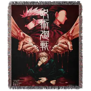 Cursed Technique Woven Blanket Tapestry 50x60 Inches Handmade Anime Room Decor Otaku Wall Art TikTok Viral Custom Made Blanket Rug