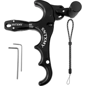 SNTXMY Archery Thumb Release for Compound Bow Ergonomic Design Smooth 360° Rotation Torque-Free Aids with Allen Key & Lanyard