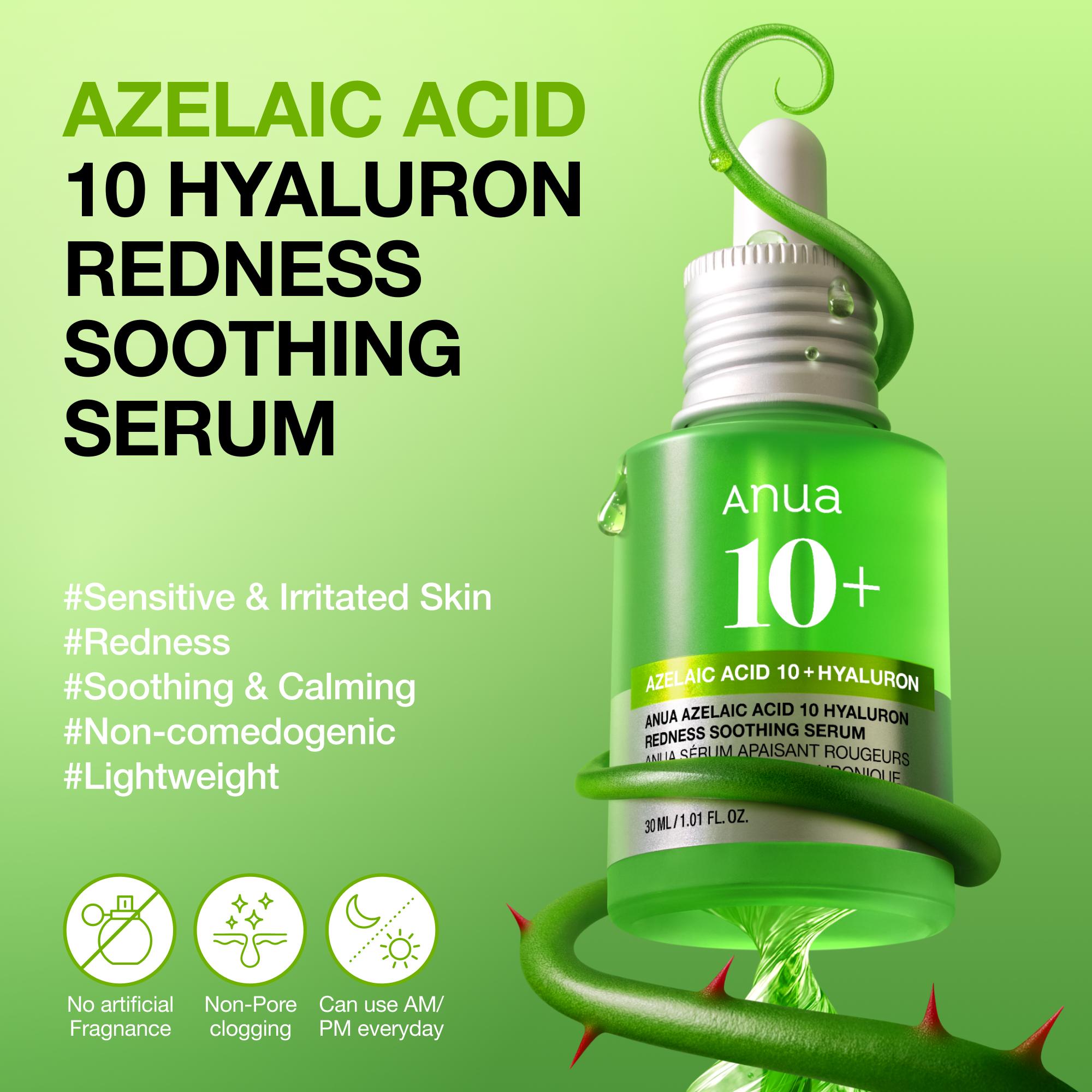 [Anua] Azelaic Acid 10 Hyaluron Redness Soothing Serum 1.01 fl.oz.(30ml)｜Azelaicacid, Hyaluronic Acid, Non-Poreclogging, korean skincare, soothing, redness, sensitive skin, acne-prone