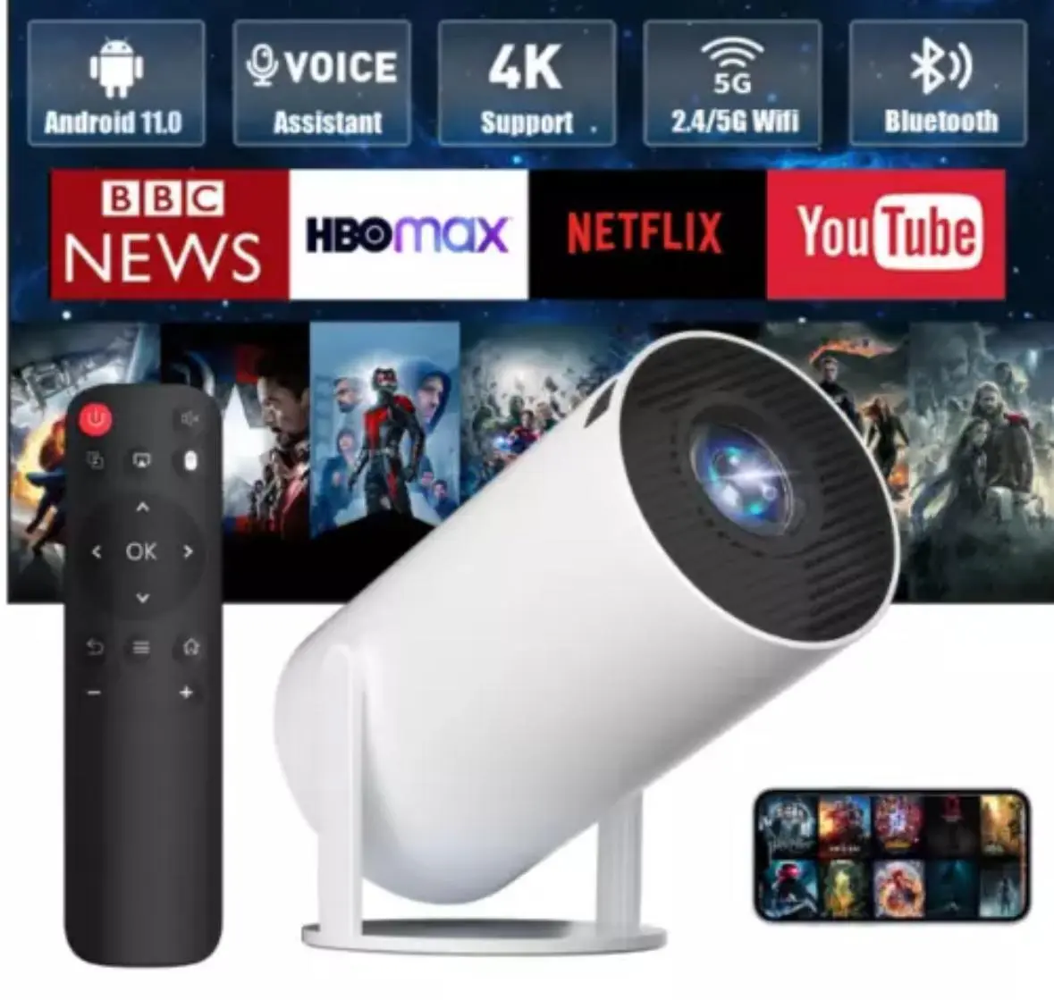 Magcubic Projector 4K Android 11 Dual Wifi6 Portable Magcubic Projector 4K Android 11 Dual Wifi6 Portable