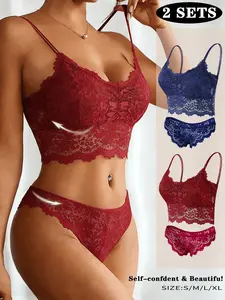 Women's Lace Lingerie Bralette Set, Wireless Comfortable Breathable Fabric, Sexy Fitted Design, Valentine Gift Idea, All Season Wear, Underwear Sets