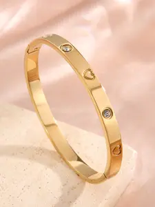 Women Stainless Steel Bangle Bracelet Heart Pattern Elegant Jewelry Gift for Her All Season Party Accessories