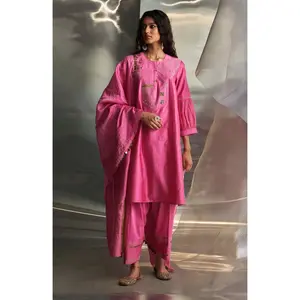 Bloom pink heavy booti kurta set