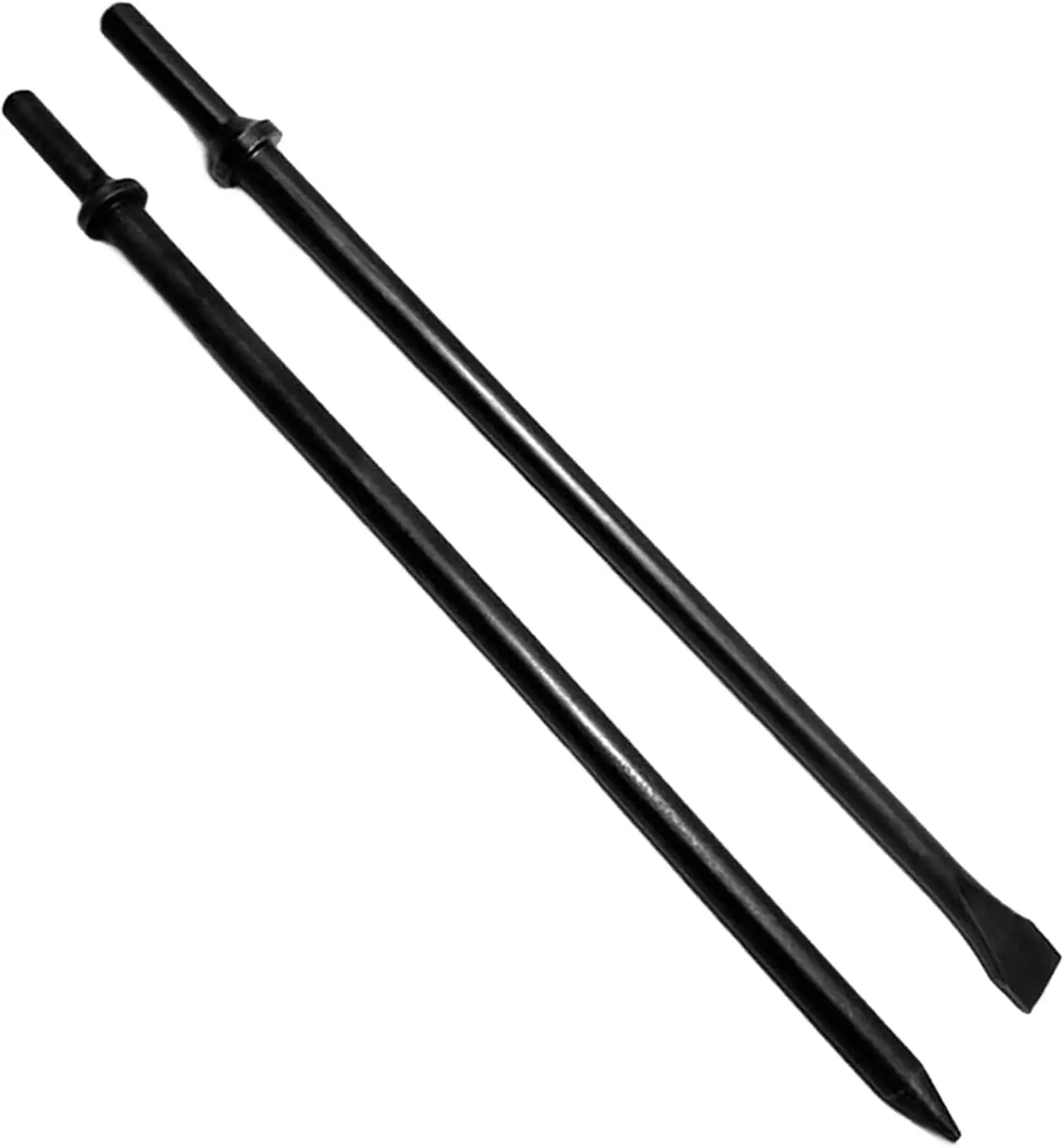 Cr-Mo Steel Pneumatic Cold Chisel Set - 3/4" Width, 18" Long Air Hammer with Flat & Point Round Collar Chipping Bits for Concrete, Tile (Home & Bathroom Supplies Tool)